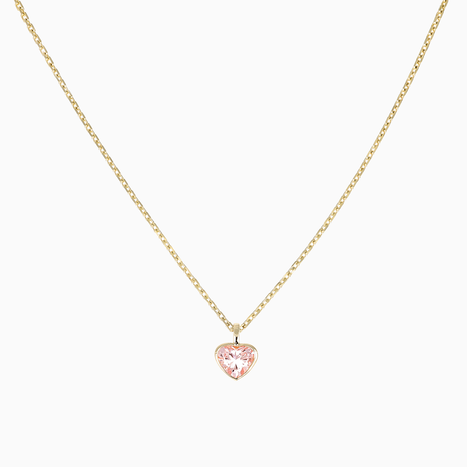 Heart-Shaped Lab-Grown Fancy Pink Diamond Solitaire Pendant, 14k Yellow Gold